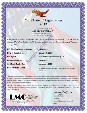 FDA Certificate - Chewing-gum Registration